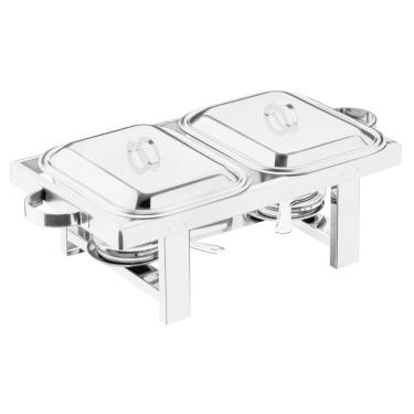 Imagem de Rechaud Duplo com Tampa 3L Retangular 2 Cubas Aço Inox Restaurante Hotel Perfectha