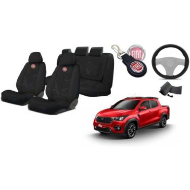 Imagem de Kit Sofisticação Strada 2019-2024 + Capa Volante + Chaveiro Fiat - Aer