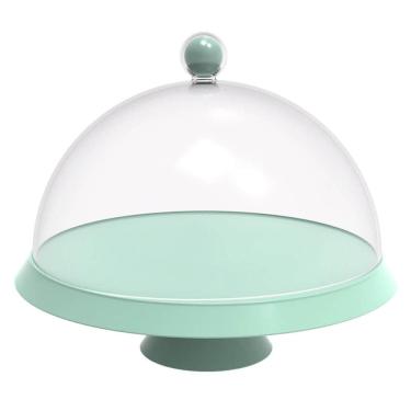 Imagem de Porta Bolo 25cm Verde Menta com Cúpula e Pé Bubble  Crippa T