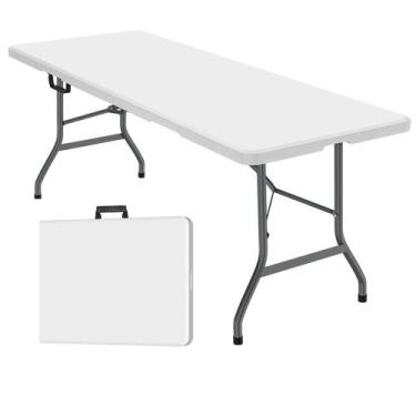 Imagem de Mesa dobrável de plástico de 6 pés (180 cm) para exterior, interior, b