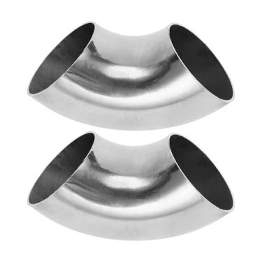 Imagem de Motoforti 2 peças 90 graus mandril curva cotovelo carro modificado tubo de escape tubulação 5.1 cm espessura OD 1,2 mm/18GA 51x120x1,2 mm 304 aço inoxidável tom prata
