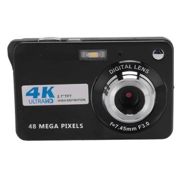 Imagem de Câmera digital, zoom digital 8X com tela de 2,7 polegadas, luz de preenchimento integrada, 4K 44MP, autofoco, câmera compacta de beleza automática para meninos meninas adolescentes presente (preto)