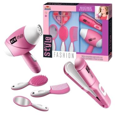 Imagem de Kit de Beleza Infantil, Conjunto com Pente, Escova, Secador, Chapinha e Espelho, Brinquedo para Crianças +3 Anos, Cabeleleiro (Kit Cabeleleiro New Style)