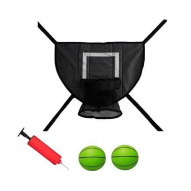 Imagem de Dynwave Mini trampolim, cesta de basquete leve, acessório de trampolim para áreas externas de fácil instalação para todas as idades, suporte de basquete, Preto