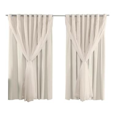 Imagem de Cortina Blackout PVC Com Voil 2,80M x 2,40M Sala Quarto Escritorio 100% Blecaute Para Varão Simples