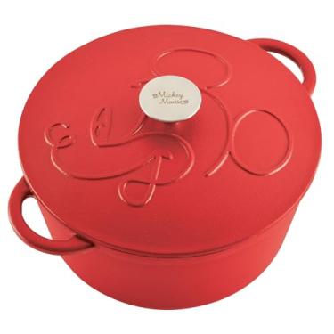 Imagem de Farberware Forno/Caçarola de ferro fundido pré-temperado Disney Bon Voyage com tampa, adequada para todas as placas de fogão, incluindo indução, 4,75 litros, vermelho