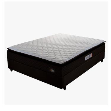 Imagem de Cama Casal Colchão Espuma D45 Pillow Top Strong 138x188x62cm Marrom/Branco Hellen - Suporta até 150kg por pessoa Marrom