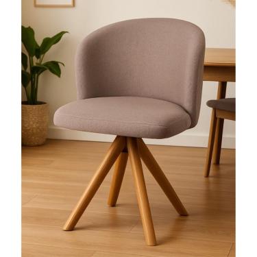 Imagem de Cadeira Giratória com Assento Estofado e Base em Madeira Maciça – Antonela Exclusiva