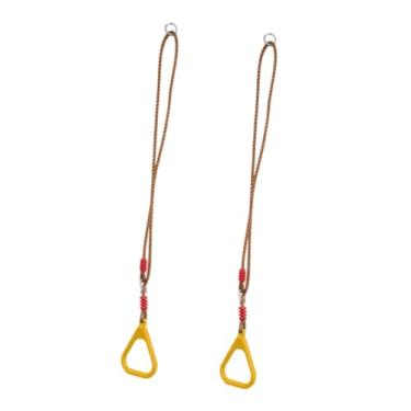 Imagem de Dynwave Argolas de ginástica para crianças, argolas de puxar com corda ajustável, acessórios de ginástica para playground e exercícios em casa para crianças, Amarelo