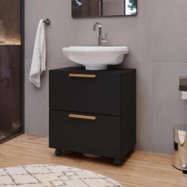 Imagem de Armário de Banheiro Prime Gabinete Pia De Coluna - EMES MOVEIS, Preto