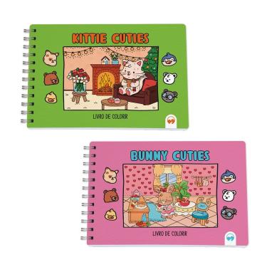 Imagem de Kit 2 Livro De Colorir Cuties 128 Páginas Bunny E Kittie