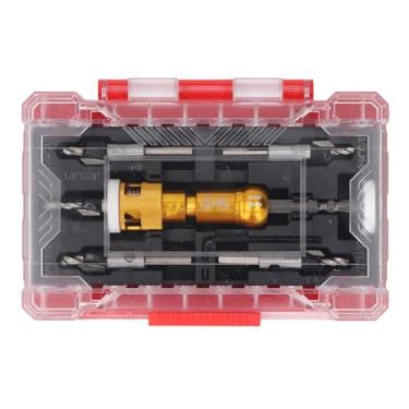 Imagem de Conjunto de 5 peças de brocas escareadoras de profundidade ajustável, parafuso de 82 graus, conjunto de brocas escareadas para marcenaria