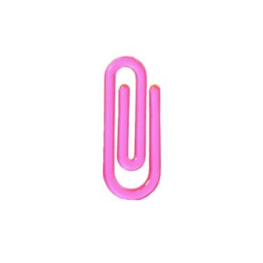 Imagem de Clips Plástico 2,5cm Organização Papel Escritório Clipes Prendedor Colorido (Rosa Neon, 100)