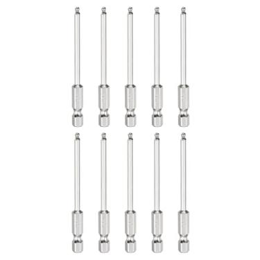 Imagem de HARFINGTON 10 peças de pontas esféricas hexagonais H2,5 (2,5 mm) cabeça 1/10.2 cm haste sextavada 75 mm (3") de comprimento magnético S2 aço métrico chave de fenda chave de broca soquete ferramenta
