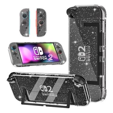 Imagem de [Versão otimizada] Capa GLDRAM compatível com Nintendo Switch 2 (2025), capa protetora para PC acoplável + capa Joycon destacável para PC, acessórios de proteção contra choques e arranhões – Glitter