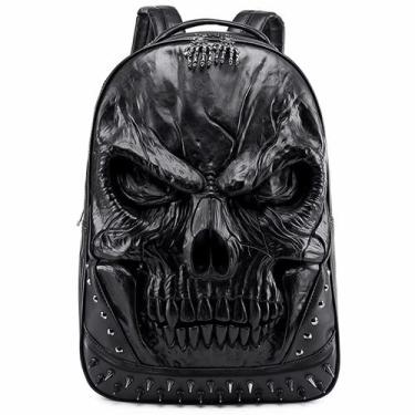 Imagem de Mochila XUANNIAO 3D PU Leather Skull para laptop 15.6, unissex - Jrant
