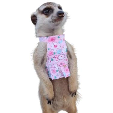 Imagem de Lindo peitoral de animais pequenos para furão, esquilo, chinchila, porquinho-da-índia, rato - conjunto de coleira de esquilo e arnês com alça de corda de tração (rosa B)