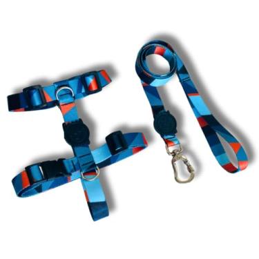 Imagem de Coleira Peitoral Tipo H para Cães - Anti-Puxão com Guia de 1,10m | Varias Estampas (Abstract,M)