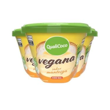 Imagem de Manteiga Vegana Zero Lactose de Coco Qualicoco Com Sal - 3 potes de 200g