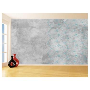 Imagem de Papel De Parede Concreto Linhas Azul Turquesa 3,5M Kkt324 - Você Decor