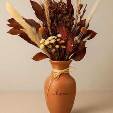 Imagem de Vaso Terracota + Arranjo Buquê Flores Secas com Capim Dos Pampas - CHA