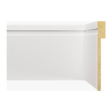 Imagem de Kit Rodapé de MDF 3 Barras Frisadas de Sobrepor 12cm x 2,40m Rende 7,2 Metros Moldufama Branco