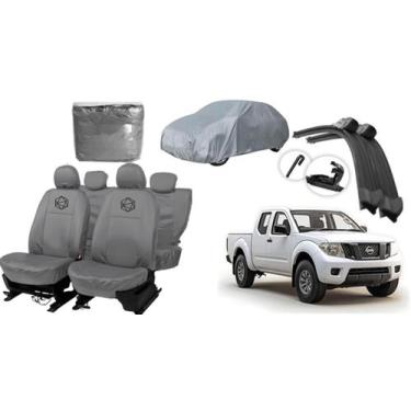 Imagem de Kit capa couro cinza Frontier 2008-2016 + capa + limpador brinde - fer