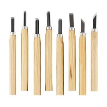 Imagem de Kit Goiva Mini Formão 8 Peças Entalhar Madeira Xilogravura - Criatto