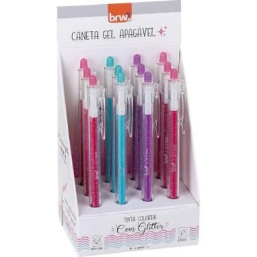 Imagem de Caneta Divert Gel, Glitter, Apagável, 0,7mm, 3 Cores, Embalagem com 12, BRW