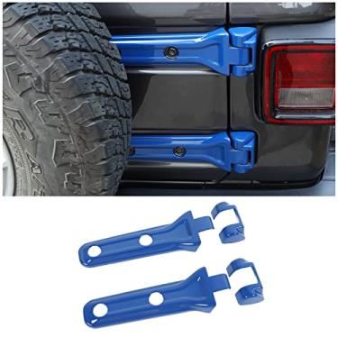 Imagem de CheroCar Para Jeep JL Tampa de dobradiça de porta traseira Suporte de pneu sobressalente Porta Traseira Guarnição Exterior Acessórios para Jeep Wrangler JL JLU 2018-2022 UP Sport X Sahara Rubicon