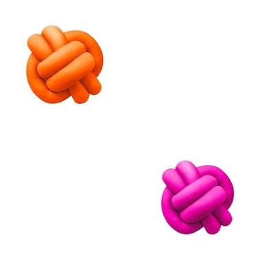 Imagem de Almofadas De Nó 28cm x 28cm Lindas Decorativas Sala Sofá Cama Cores (LARANJA E PINK)