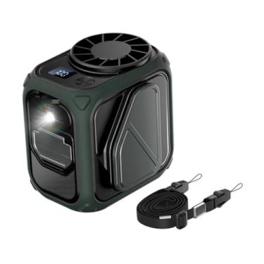Imagem de Wswqop Ventilador de cintura portátil, pequeno ventilador pessoal multifuncional, baixo ruído, leve, lanterna, clipe para, churrasco, ciclismo, Verde