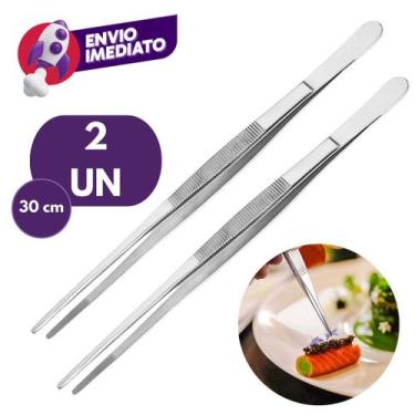 Imagem de Pinça Culinária 30cm Precisão Profissional Gastronomia Aço Inox Barten
