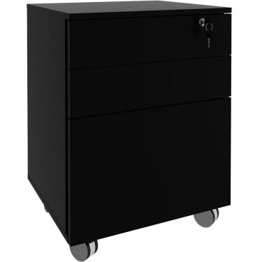 Imagem de Gaveteiro Para Escritório 3 Gavetas Com Chave E Rodízios Preto