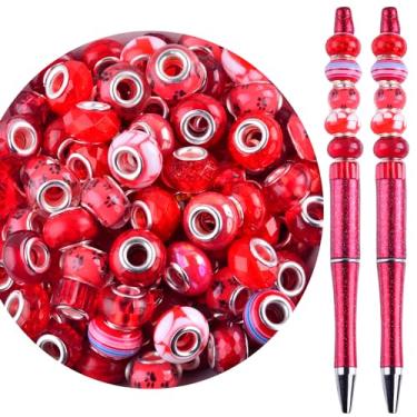 Imagem de Contas de orifício grande para fabricação de joias, 100 peças de contas europeias de 15 mm para canetas, berloque espaçador, lampwork, contas de cristal de vidro murano para decoração de estacas de