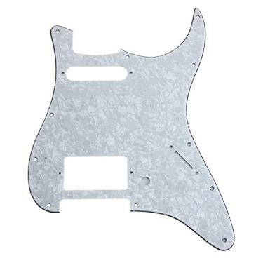 Imagem de HS(Humbucker-Single) Strat Pickguard 11 furos estilo ST/Strat Pickguard para peças de guitarra estilo Stratocaster/Strat dos EUA/México, 3 camadas com parafusos (pérola branca)
