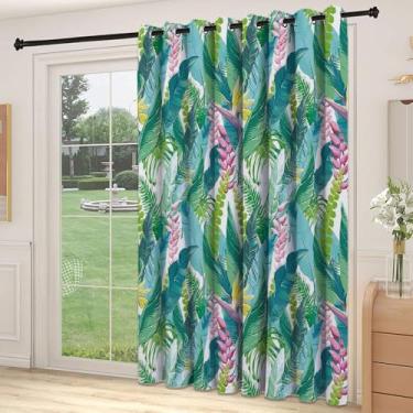 Imagem de Divisória de parede divisória para sala de folhas, primavera de verão na ilha exótica com imagem lilás plumeria, adequada para portas de vidro deslizantes, cortinas térmicas de sala de estar, L 236 x