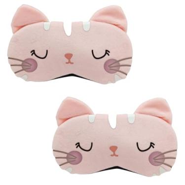 Imagem de Kit 2 Máscaras de Dormir Relaxante para os Olhos com Gel para Compressa Fria e Quente (Rosa Cabelinho)