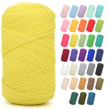Imagem de Camiseta de 400 g para crochê, camiseta amarela frango, tecido elástico grosso, fio de crochê para iniciantes, crochê, bolsa de tricô à mão, cesta/porta-copos / artesanato faça você mesmo/decoração de