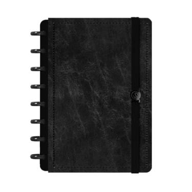 Imagem de Caderno De Disco Capa Dura Inteligente 80 Folhas Solid Touch(G (20 x 27,5 cm),Couro Preto)