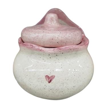 Imagem de Saleiro De Parede Em Cerâmica Artesanal Rosa Coração 400g