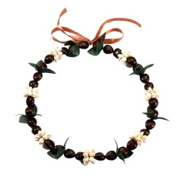 Imagem de Kicomvi Colar de flor Kukui Nut Leis para graduação, laço havaiano, coração e miçangas, joias de formatura, Resina, Sem pedras