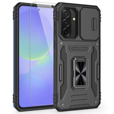 Imagem de SYONER Capa para Samsung Galaxy A36 5G, Galaxy A56 5G, capa de telefone à prova de choque e capa deslizante para câmera e suporte de anel com protetor de tela [Preto]