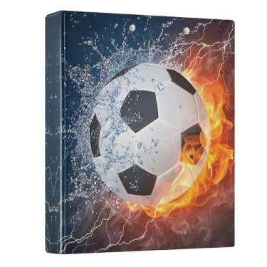 Imagem de Fichário com 3 anéis, bola de futebol, 3,8 cm, fichário redondo com 200 folhas para crianças, material escolar, mulheres e homens, escritório, 1 pacote