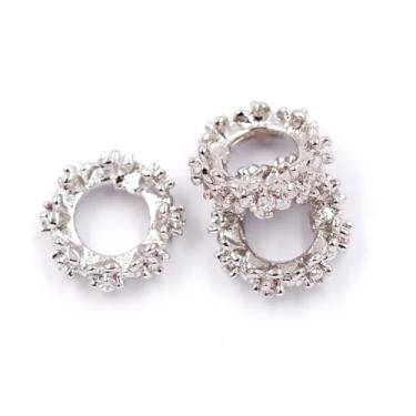 Imagem de Malahill Contas espaçadoras de zircônia cúbica para fabricação de joias, 20 peças, 8 x 3 mm, ouro branco