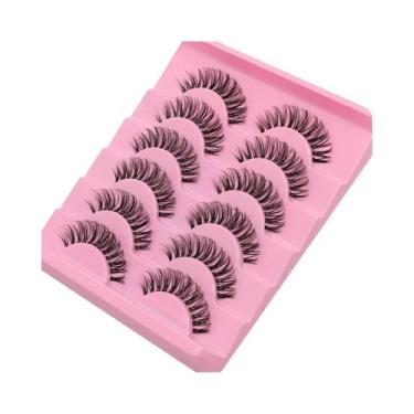 Imagem de Cílios Postiços Cat Eye 6D Wispy Natural Look Clear Band 5 6 Pares GRO