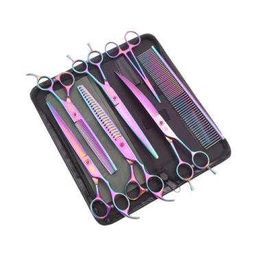 Imagem de Kit De Tesouras Para Cães Em Aço Inoxidável Purple Dragon 440C Com 8 T