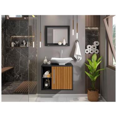 Imagem de Gabinete Para Banheiro Aéreo com Espelheira Móveis Bechara Baden, Pret