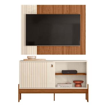 Imagem de Rack Bancada com Painel Wood 120cm para TV até 42” - Mobler