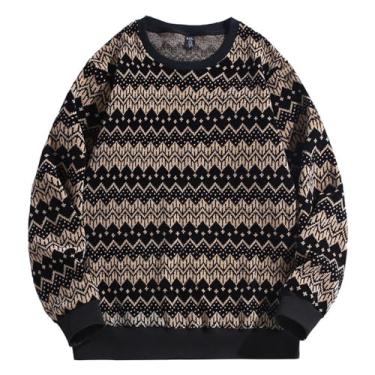 Imagem de Suéter De Gola Redonda Masculino Plus Size Natal Manga Longa Gola Redonda Suéter Quente Casual Tricotado Gola O Pulôver Para O Inverno, Coffee, 10XL